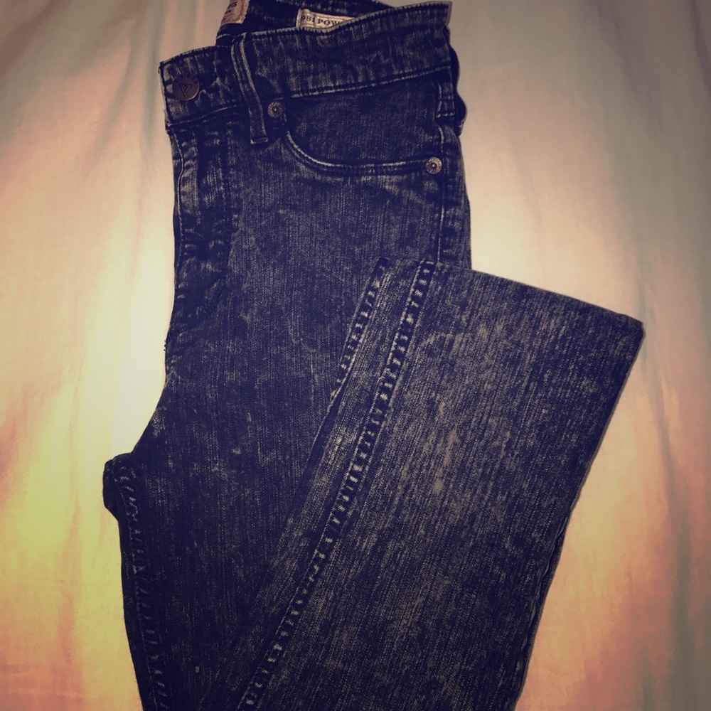 Guess Black Acid Wash High Rise Jeans